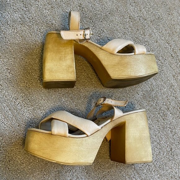 Sam Edelman $150 Platform Sandals *LIKE NEW* Leather Straps - Picture 4 of 6